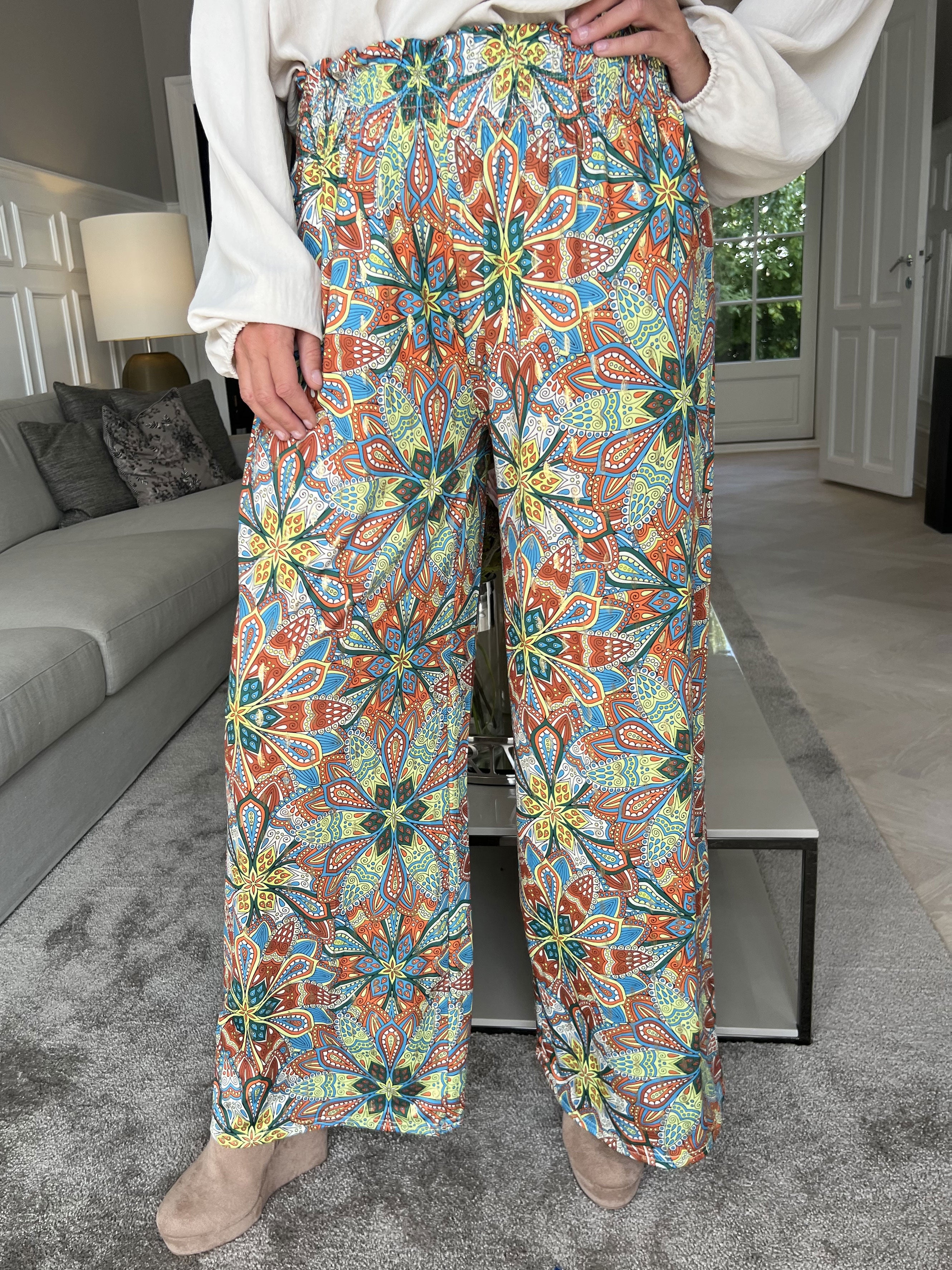 Pams Pants Multi - Løse mønstret bukser i elastisk stof